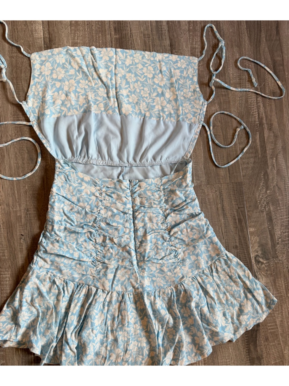 Light Blue Floral Ruffle Sundress - Picture 2 of 8